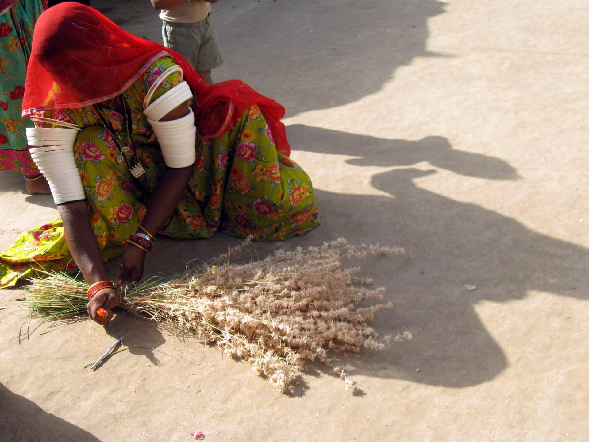 Rural Woman making Broom 1